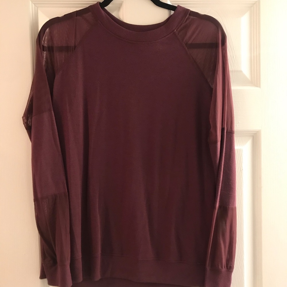 Long sleeve sweater with mesh sleeves